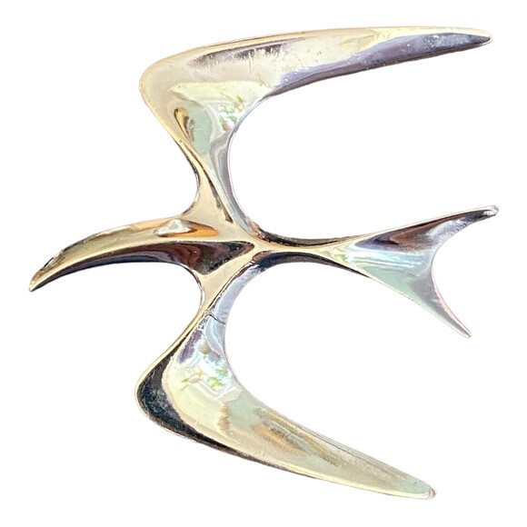 Vtg "Mr.Seagull" Sarah Coventry 70s silver tone mid century modern pin brooch - Picture 2 of 4